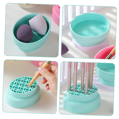 Beauty Egg Cleaning Cup Makeup Tool Cleaner Bowl Silicone Facial Brush Cleaning Cup Brush Drying Rack