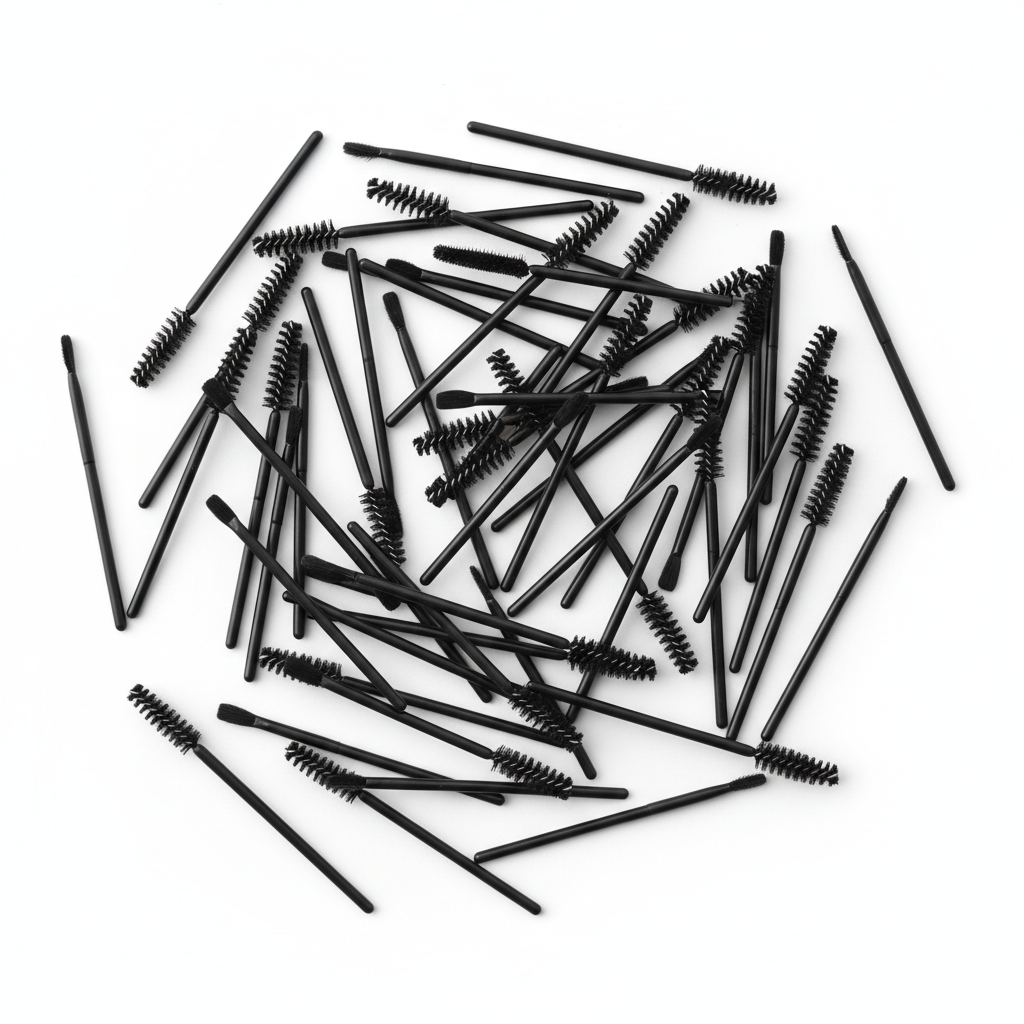 200 Disposable Mascara Wand Spoolies and Lip Brushes, Lipstick Lipgloss Applicator for Eyebrow Eyelash Extension Makeup Kits Black