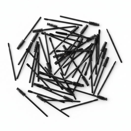 200 Disposable Mascara Wand Spoolies and Lip Brushes, Lipstick Lipgloss Applicator for Eyebrow Eyelash Extension Makeup Kits Black