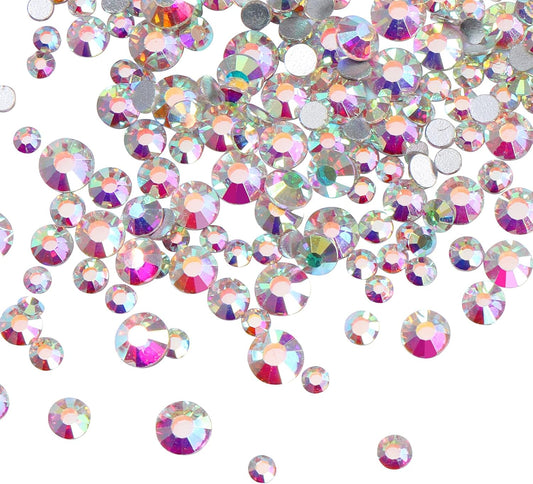 Rhinestones for Bedazzling, 3456Pcs Nail Gems, Crystal AB | Glue Fix, 6 Mixed Sizes (SS4-SS12) Crystal Glass Flatback Rhinestones for Nails, Crafts, Clothes, Shoes, Tumblers & Decor
